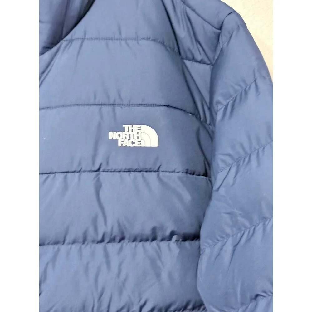 The North Face Mens 5X Blue Puffer Coat Down Insulated Zip Pockets Branded